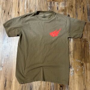 Gildan Olive Green Tee with Red Graphic